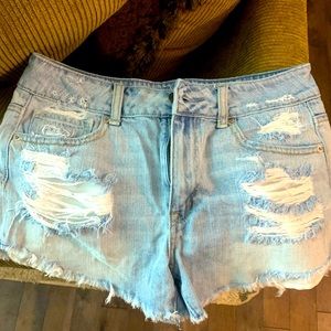 AE ripped style jean shorts